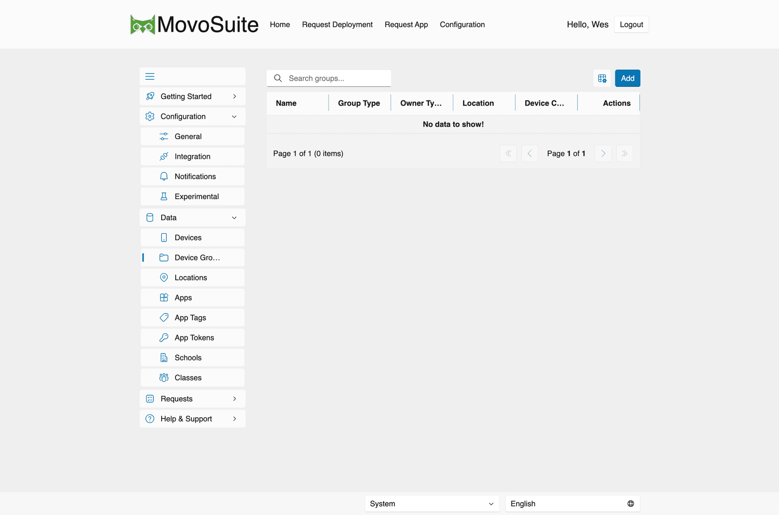 Device groups list