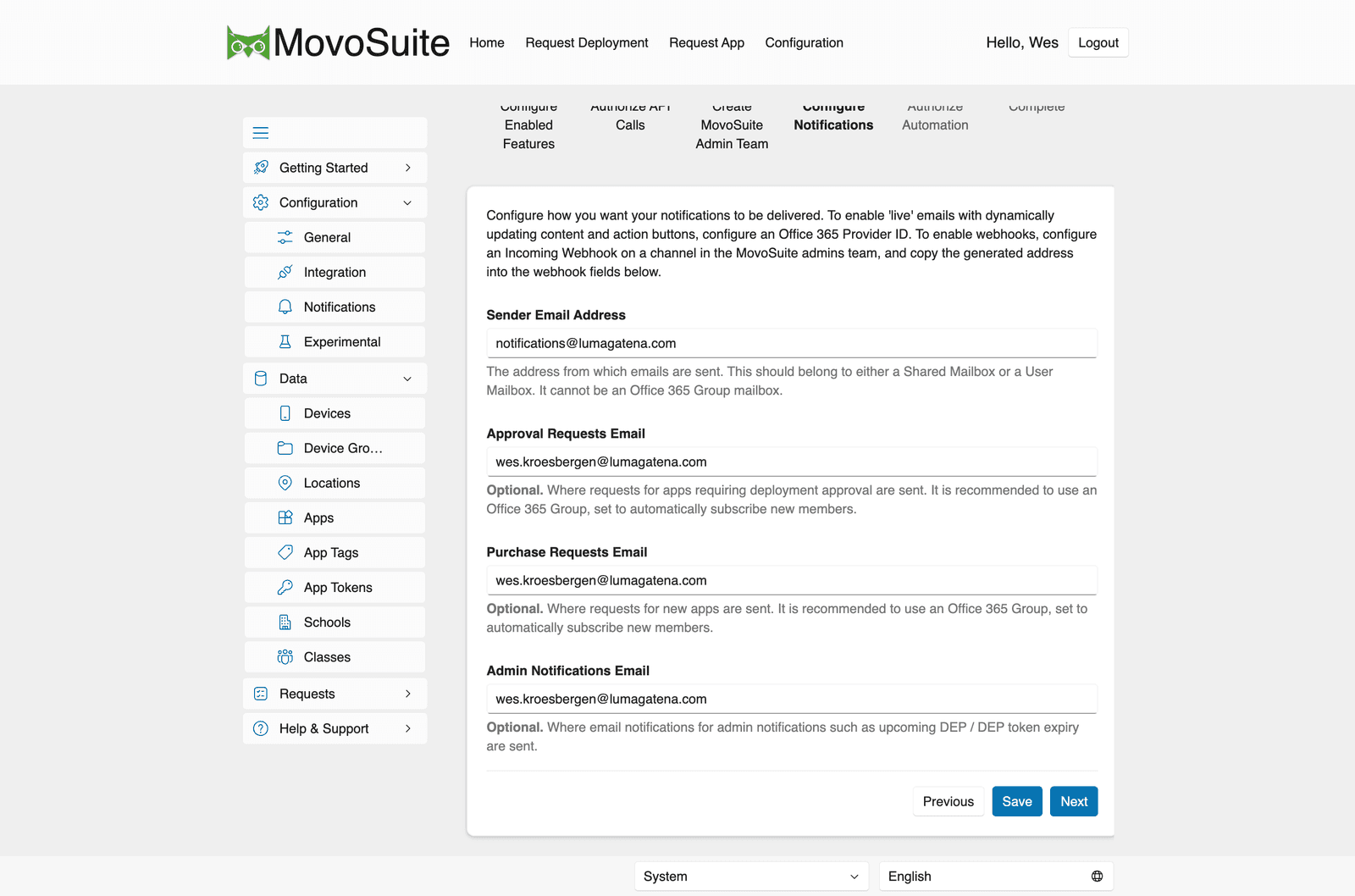 Onboarding step 4 — Configure Notifications