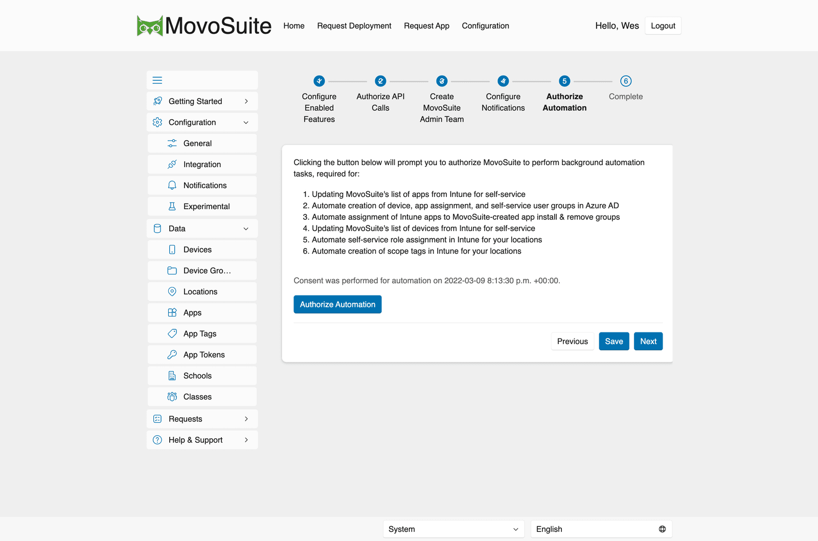 Onboarding step 5 — Authorize Automation